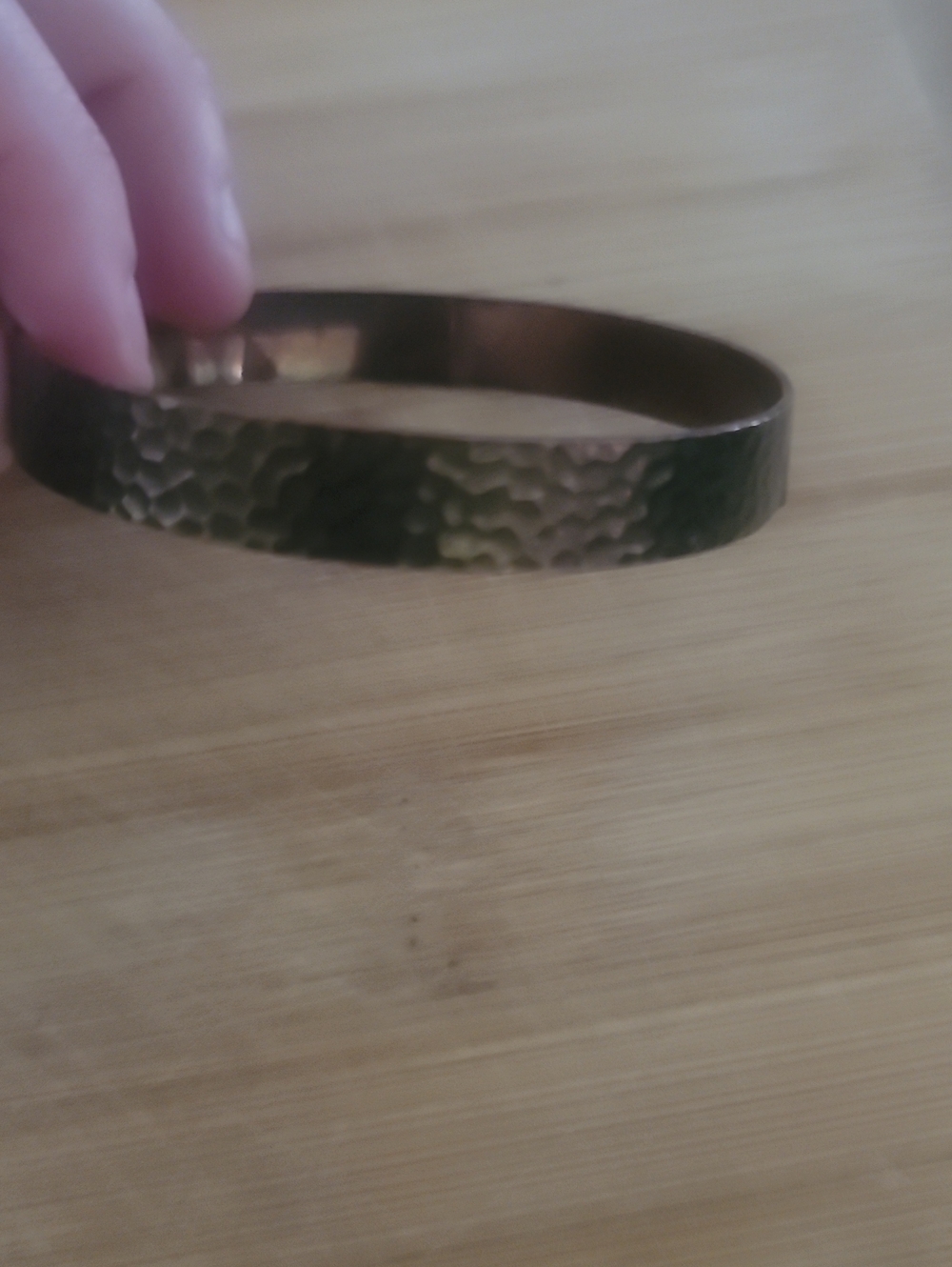 Vintage Hammered Brass Bracelet - Gold Tone